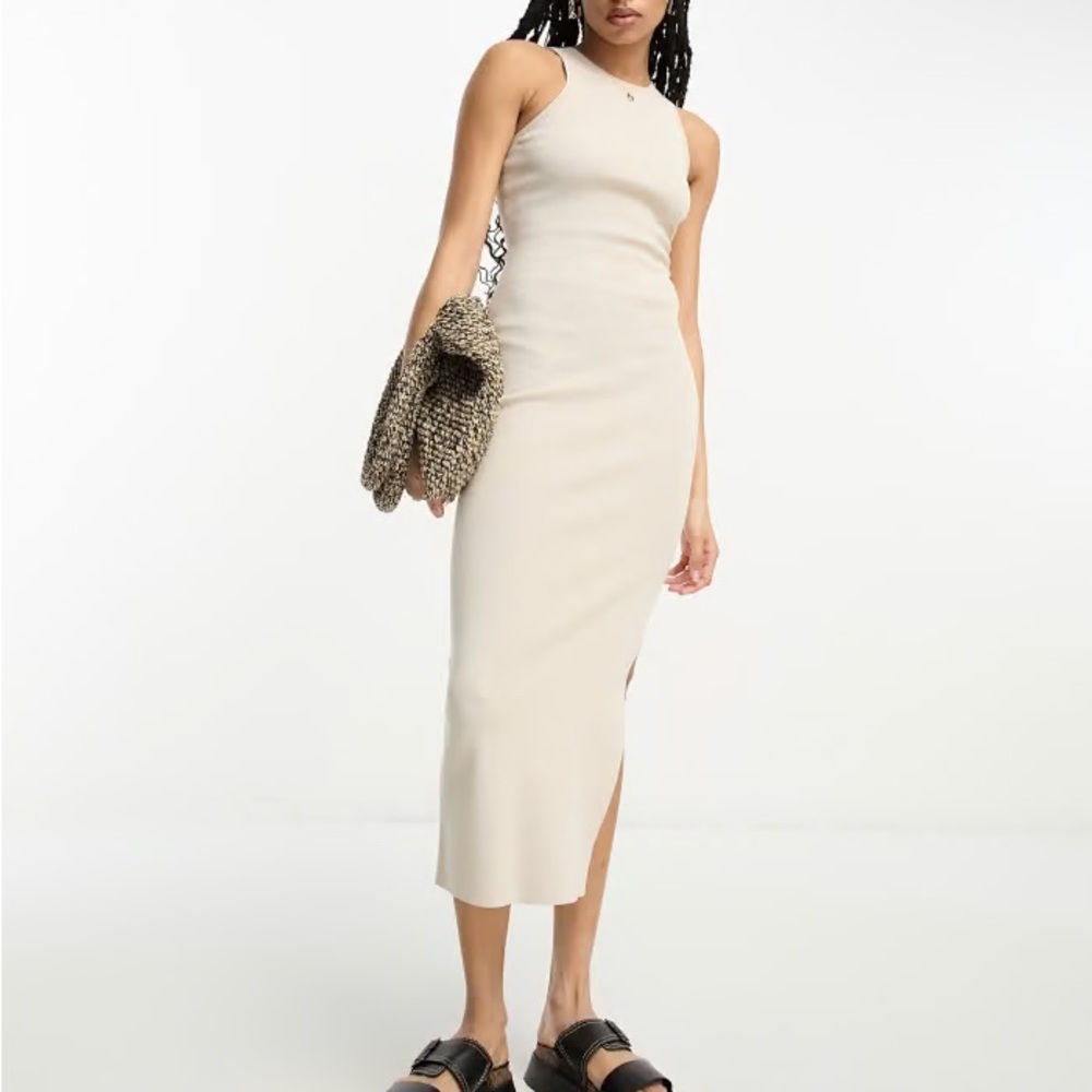 🍒 Asos racerback tank cream knit midi dress size small